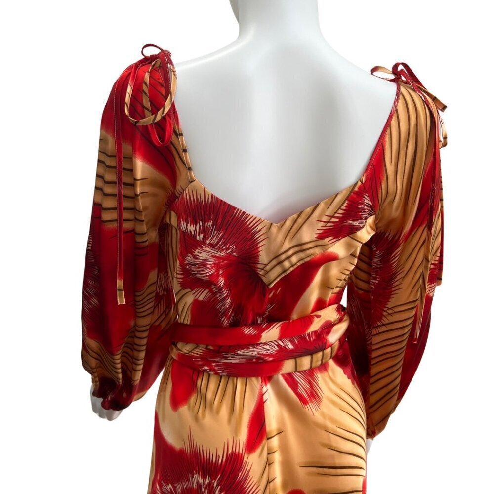Vintage Tracy Feith Red Printed Silk Dress Size S - Picture 8 of 11